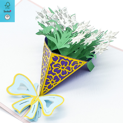 Charming Lily Bouquet 3D Greeting Card for MOM, Pop Up Card