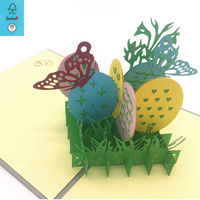 Funny Easter Eggs Greeting Card for Kids, 3D Pop Up Laser Cut Card