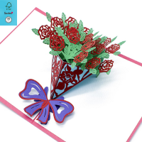 Well Crafted Rose Bouquet 3D Pop Up Card, Flower Romance Card for Her