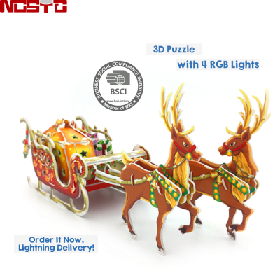 Promotion sale Christmas Decoration Reindeer Sleigh with Night Edition Giftware