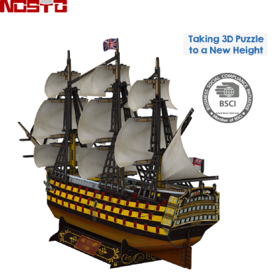 Novelty 3D Puzzle Ship | HMS Victory Board Game Using Black Foam & Hemp Rope