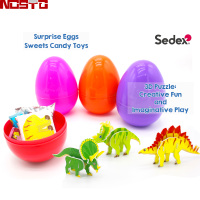 Surprise Egg Hunt! 3D Puzzle Dinosaur Toy Filled Plastic Egg Candy Assortment