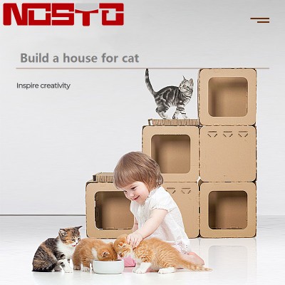 Hot sale  Big Corrugated Paper cute Small animals indoor cat pet bed  house